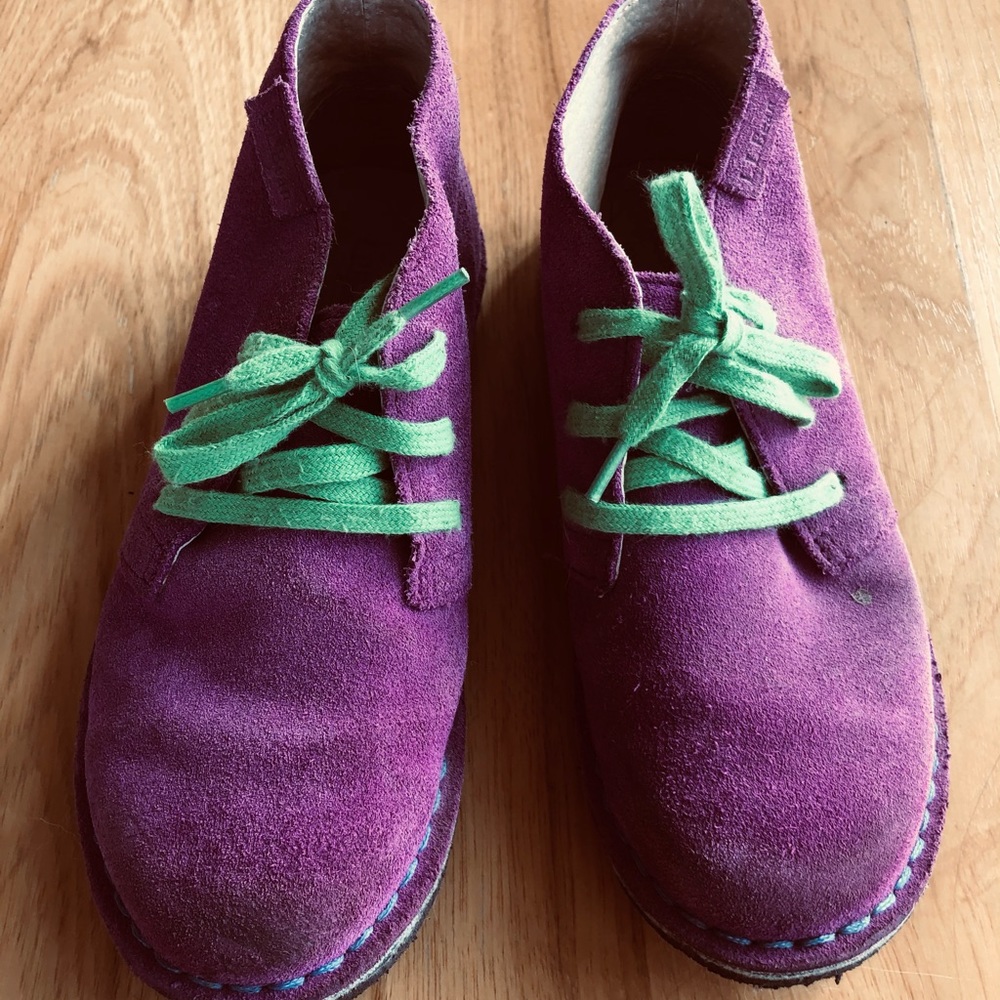 LL Bean brand girls purple suede ankle boots